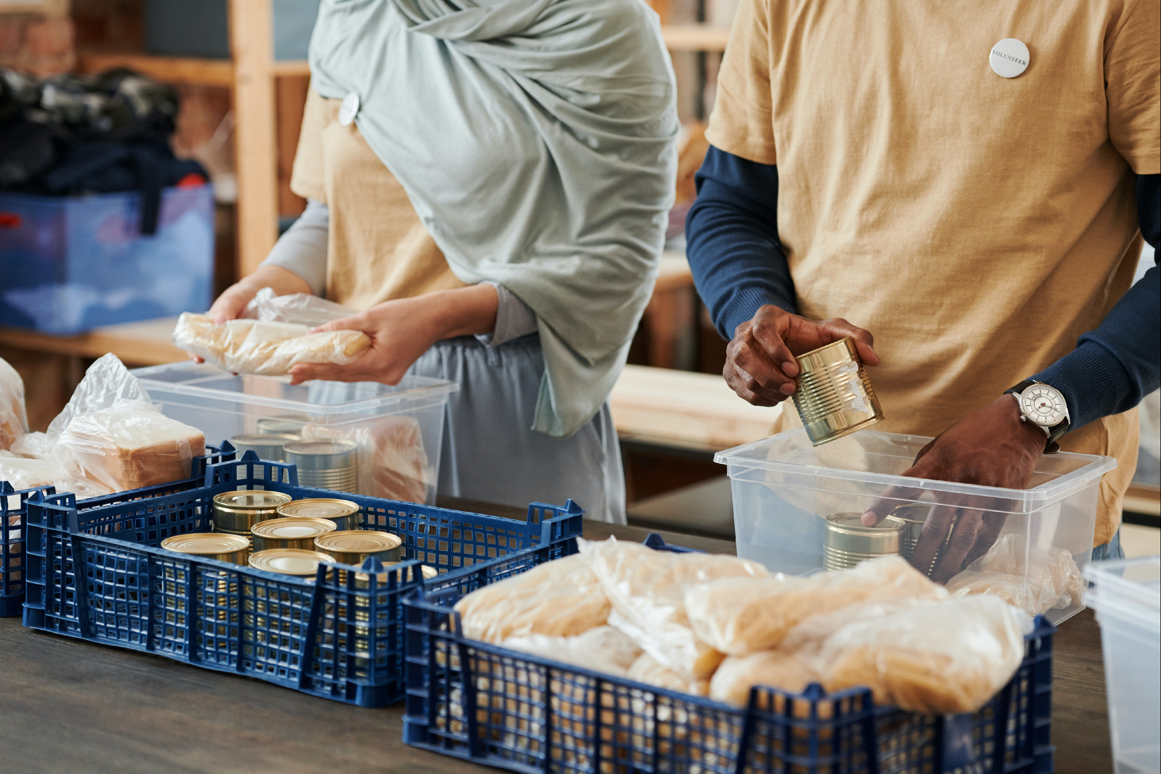 Food being given out by a charity