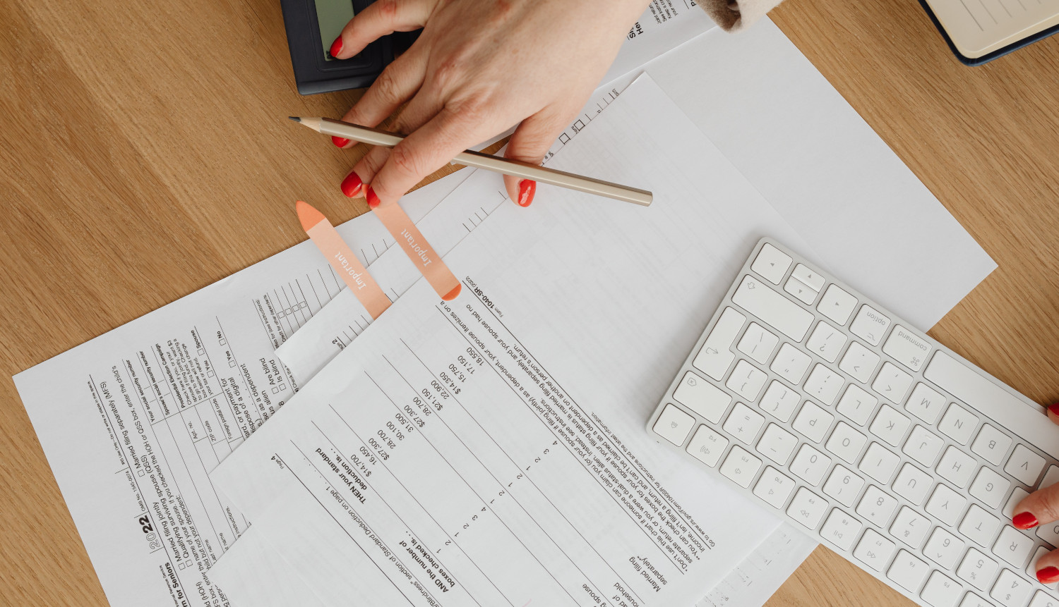 An image of an accountant sorting through finances.