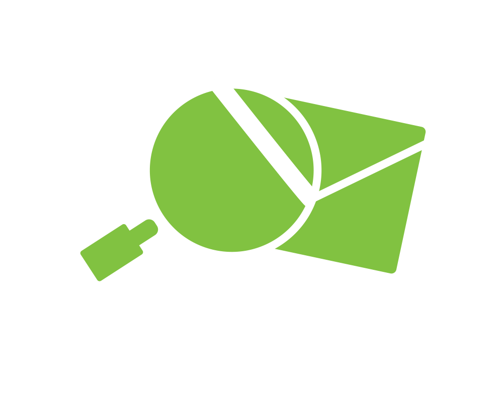 Envelope with Magnifying Glass Icon.