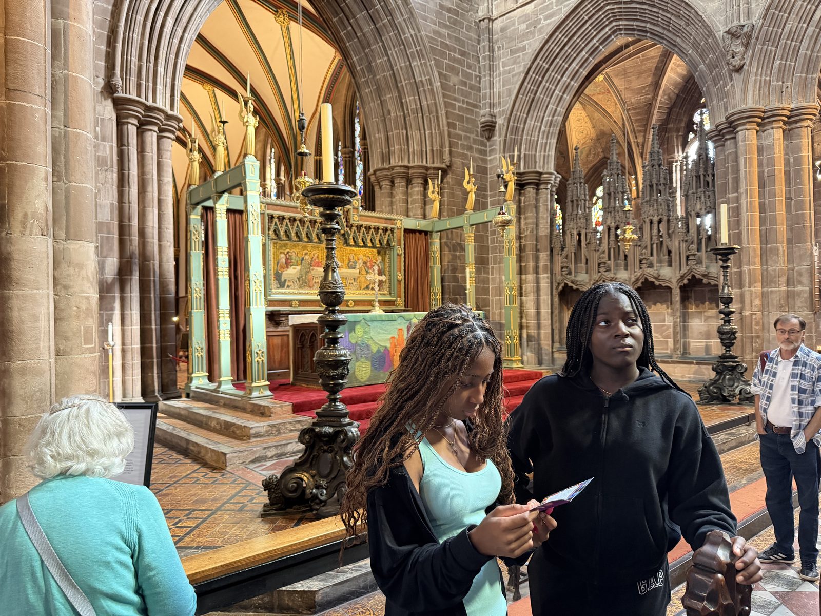 Inside Chester Cathedral: the choir and high altar beneath the vaulted ceiling